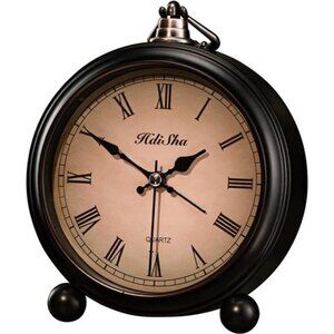 Vintage Alarm Clock, 5 inch Battery Operated Silent Non Ticking Snooze Small